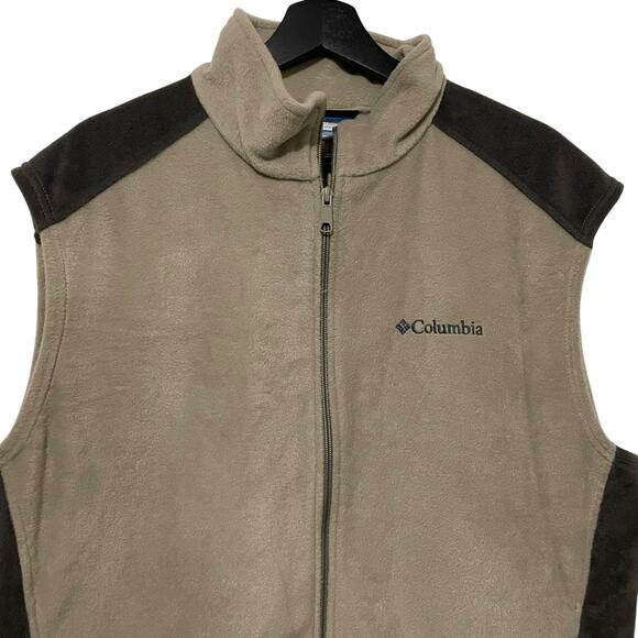 Columbia Mens Fleece Vest Size XL Full Zip Fleece Vest Steens Mountain Beige - Picture 3 of 13